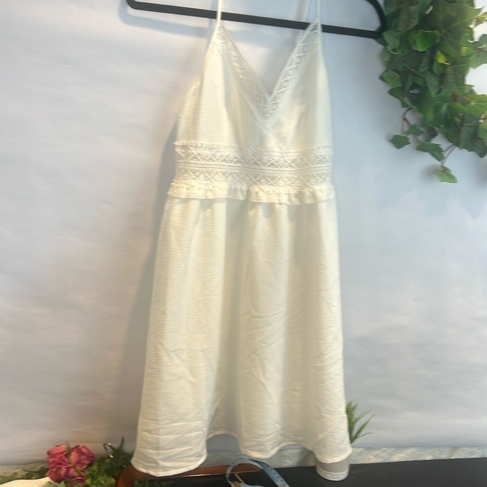 Shein White almost cream Embroidered Dress - Picture 2 of 9